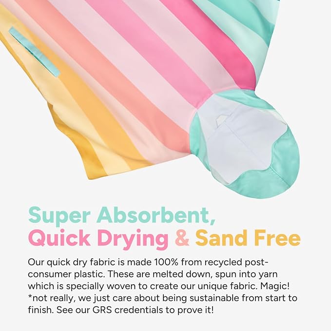 Dock & Bay Adult Poncho - Hooded Towel with Deep Pockets, Changing Robe - Quick Dry - Compact, Lightweight - Includes Bag