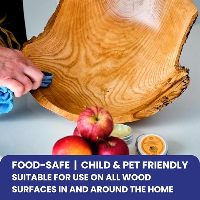 Premium Food-Safe Beeswax Wood Polish & Furniture Wax – Hand Poured Wood Conditioner | Eco-Friendly & Non-Toxic | Protects & Restores All Wood: Furniture, Toys, Cutting Boards, Ornaments (7.0 Fl Oz)