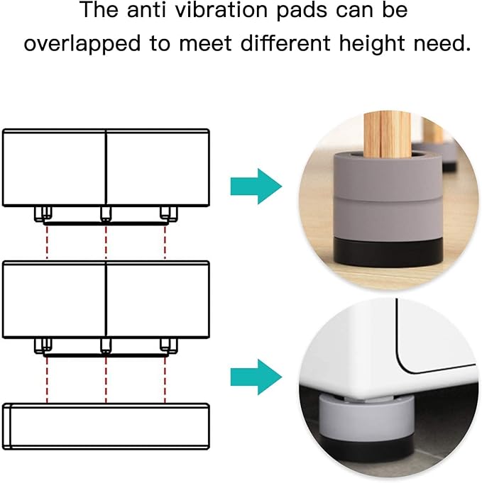Anti Vibration Pads Shock and Noise Cancelling Washing Machine Support,Washing Machine Pan for Washer and Dryer Protects Pedestals,Protect Washer Dryer from Shaking Walking Stabilizer Mat