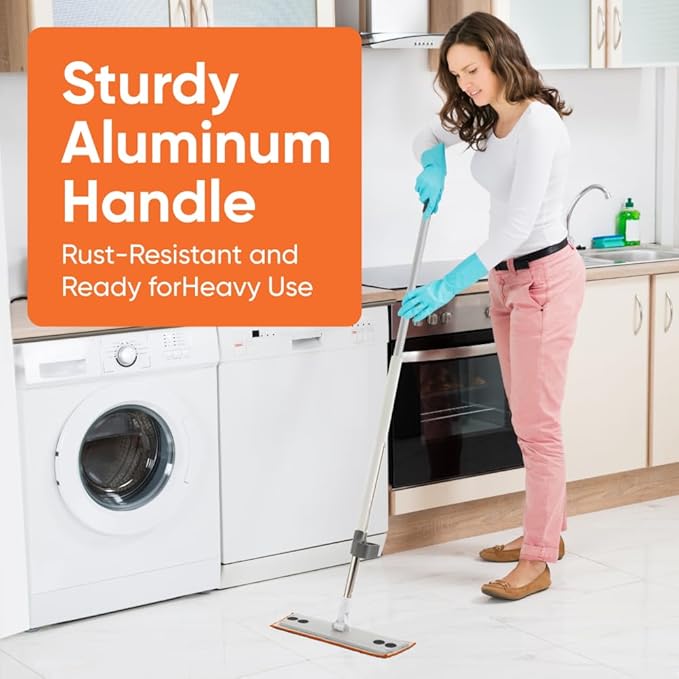 Superio Self-Wringing Microfiber Cleaning Mop, Hands-Free Miracle Flat Mop with Wringing Blade for Home, Kitchen, Bathroom - Hardwood, Laminate, Tile