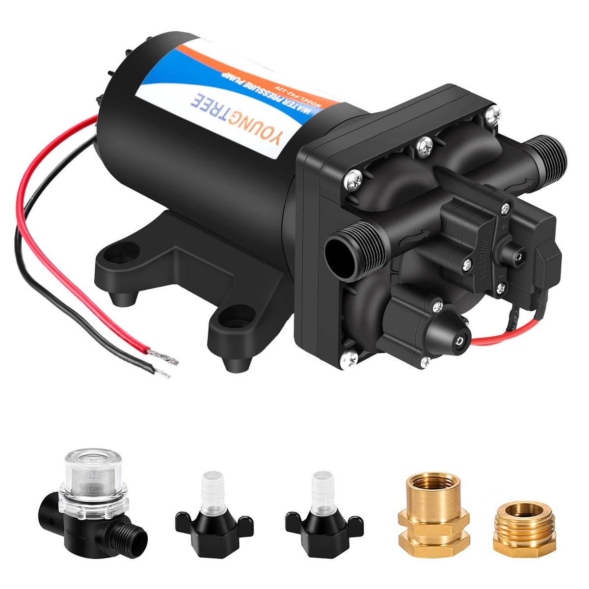 YOUNGTREE 12V RV Fresh Water Pressure Pump, 5.5GPM 70PSI - Image 1