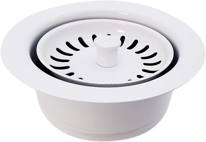 Westbrass A2089SEV-50 3-1/2" Kitchen Sink Waste Disposal Drain Flange and Basket Strainer, Powder Coat White