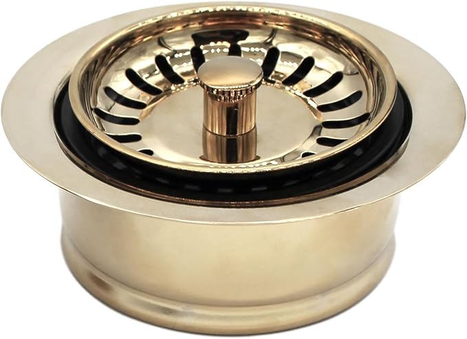 Westbrass A2089SEV-01 3-1/2" Kitchen Sink Waste Disposal Drain Flange and Basket Strainer, Polished Brass