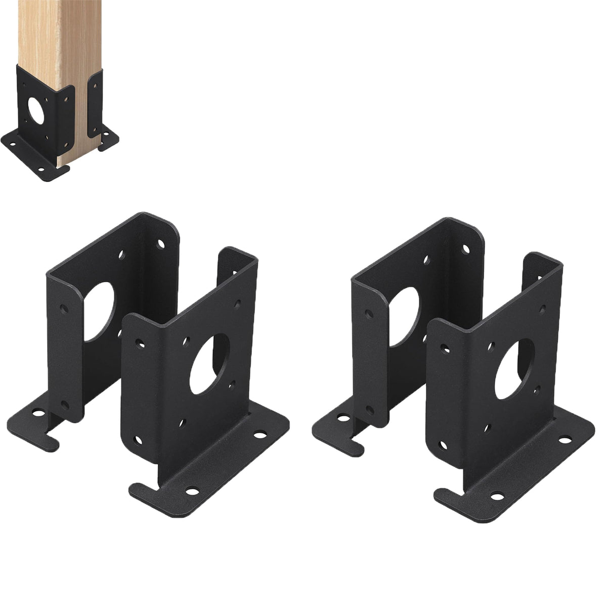 4Pcs Wood Fence Pergola Post Base Brackets kit Fit - Image 1