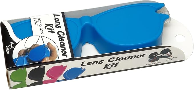 Calabria Kool Klean 2 Pack Eyeglasses Lens Cleaner Kit Blue/Black 15ml Cleaning Spray, White Cleaning Cloth Eyewear Cleaning