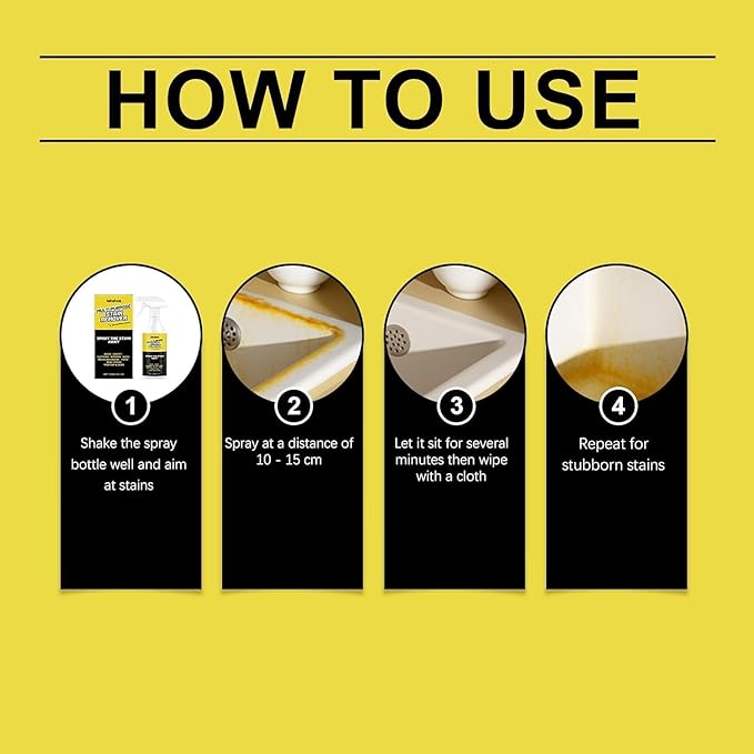 Stain Remover Spray, Fast Acting Deep Cleaning Spray for Kitchen,Bathroom,Toilet & Car, All Surface Cleaner Helps Remove Hard Water Stains,Rust,Yellowing & Stubborn Residues