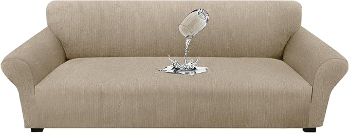 Waterproof Couch Cover, Stretch Non-Slip Oversized Sofa Slipcover with Elastic Bottom Stay-in-Place - Leakproof Furniture Protector for Kids & Pets, Washable (Oversized Sofa, Island Fossi)