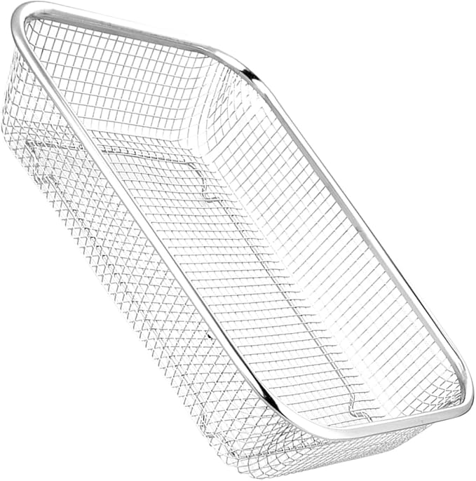 Stainless Steel Drain Basket Large Rectangular Colander 12.99X9.44X2.75In Multi-Purpose Kitchen Fruit Vegetable Holder with Fine Mesh for Washing and Storage