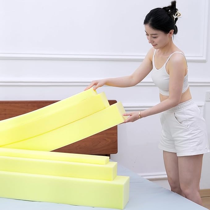 Bed Gap Filler, High Density Foam Mattress Extender for Headboard/Wall Gaps,2-Meter Extra Long Cut-to-Fit Yellow Foam Sponge Strip (78''x8''x8'')