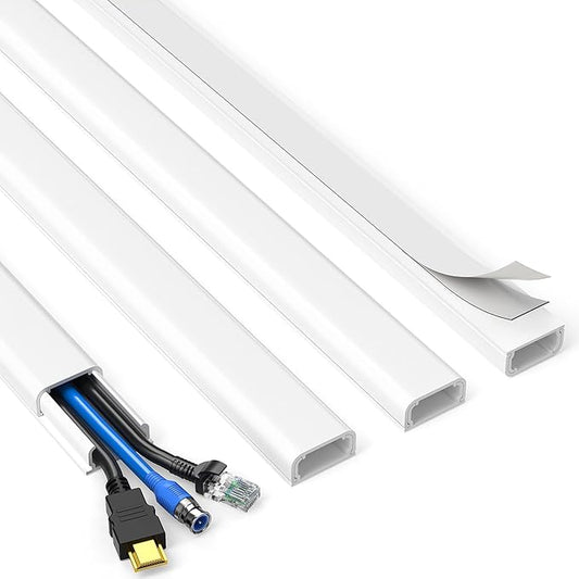 Delamu TV Cord Hider, Cord Covers for 2-3 Wires on Wall, Paintable Cable Hider Wire Covers for Cords, Easier Setup Wire Hiders for TV on Wall, Cable Cover Management to Hide Wires, W0.94H0.47in, White