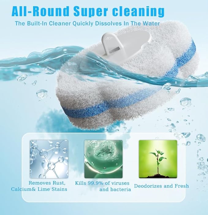 Disposable Toilet Brush and Holder Set with 48 PCS Refills, Deep Cleaning Toilet Bowl Cleaner Wands for Toilet Bowl, Sink, Toilet Cleaning System Starter Kit