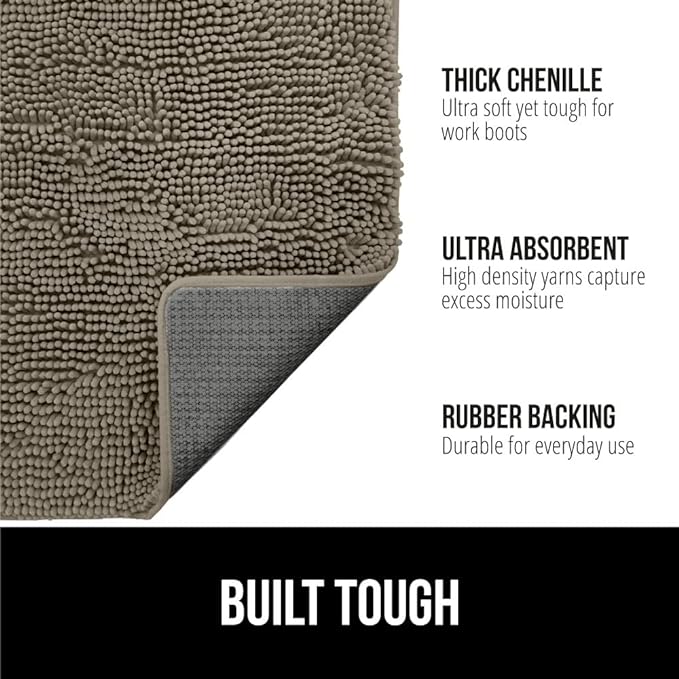 GORILLA GRIP SoakSTOPPER Dog Door Mat, 36x24 Machine Washable Rug Absorbent Doormat Captures Moisture Mud Dirt, Quick Dry Soft Chenille Entryway Rugs Indoor Entrance Mats for Dog Paws, Cappuccino