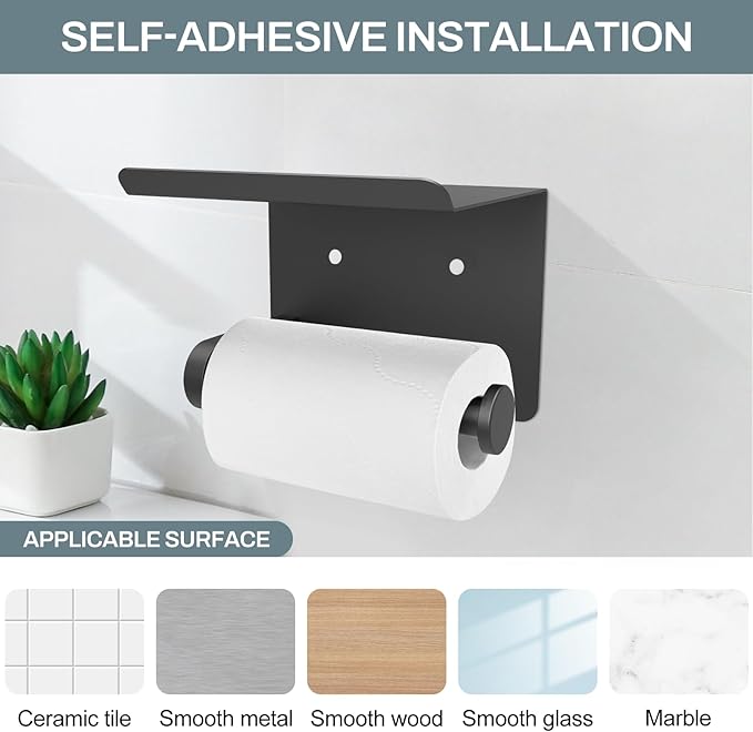 SetSail Toilet Brush and Plunger Set, Toilet Plungers for Bathroom Heavy Duty & Toilet Paper Holder with Shelf Adhesive or Screw