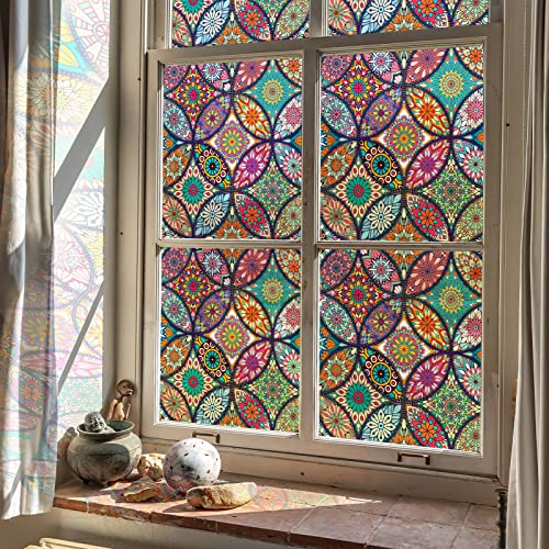 Stained Glass Window Film Static Cling Non Adhesive, 17.3"x 118" - Image 2