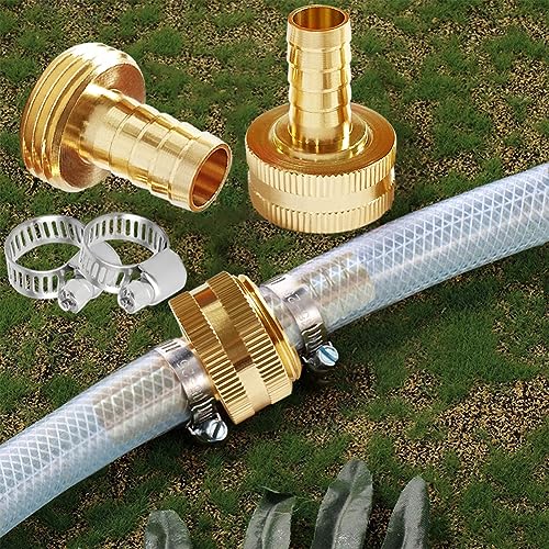 Brass 1/4" Barb to 3/4" GHT Garden Hose End Connector Kit, 4PCS - Image 3