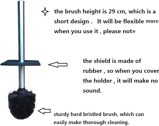 Marble Finishing Resin Material Toilet Brush and Holder Set, Stainless Steel Handle (Nature Black Square)