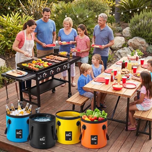 4 Pcs Collapsible Bucket with Handle 5 Gallon(20L) | Travel Essentials - Image 7