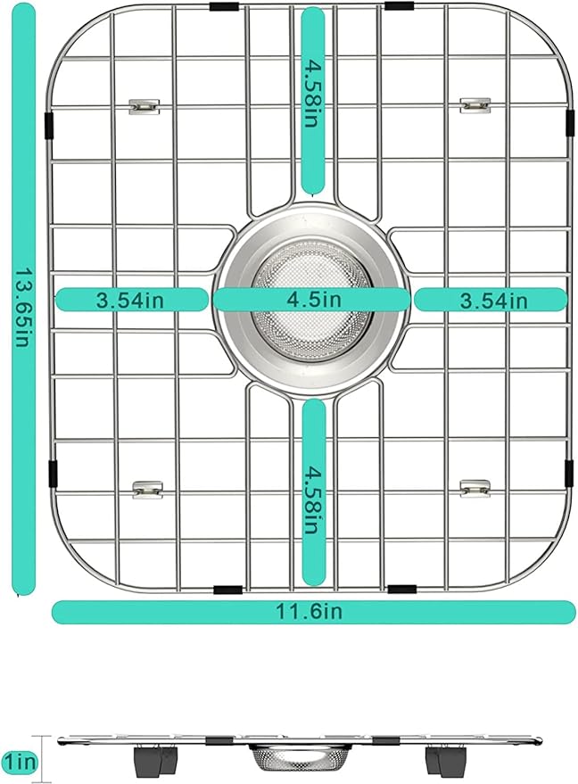 SANNO Kitchen Sink Protectors Gird, Centered Drain Hole Sink Grid and Stainless Steel Sink Protectors, Sink Bottom Grid for Double Sink 2 Pack