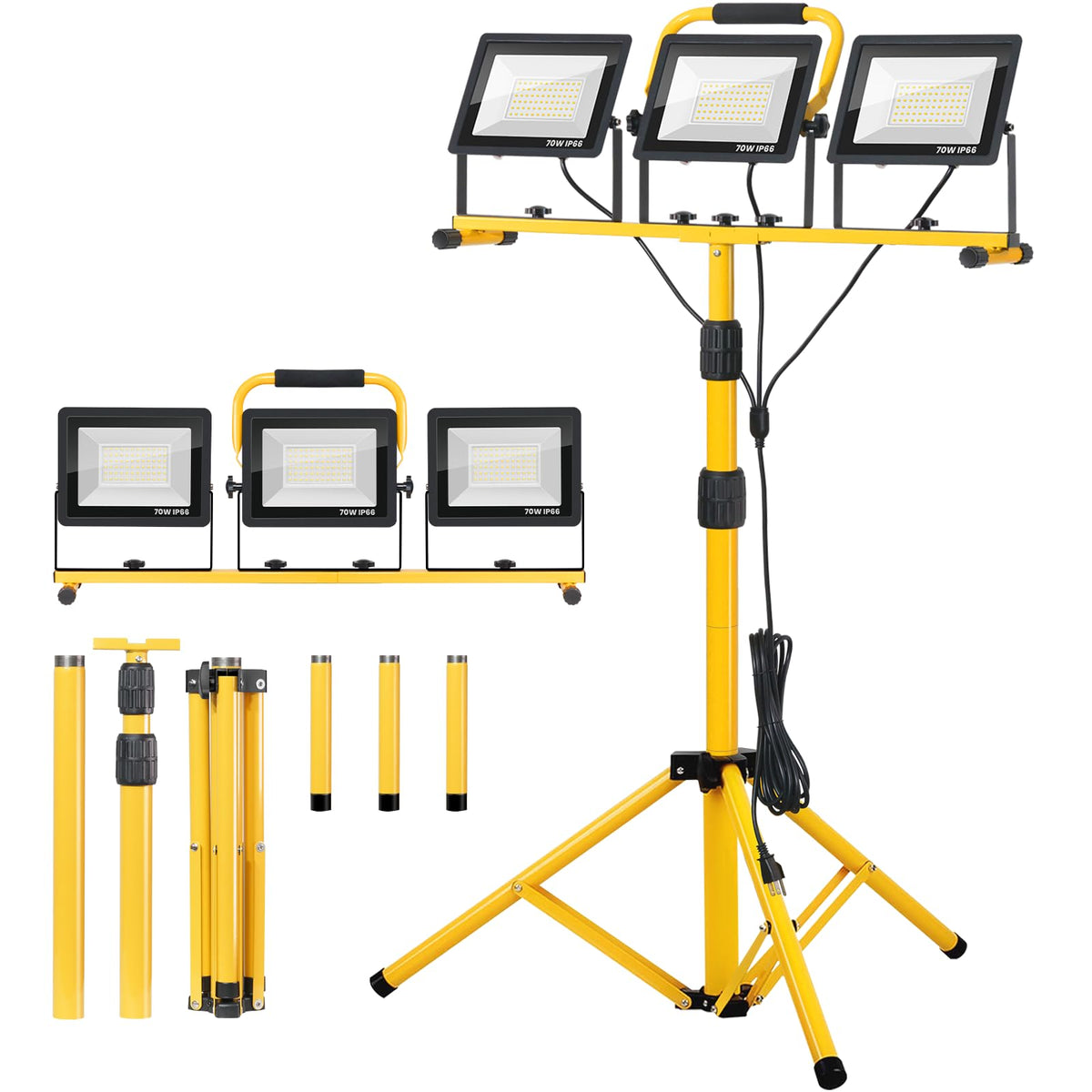 21000Lumen LED Work Lights with Stand - 3 Head Portable - Image 1