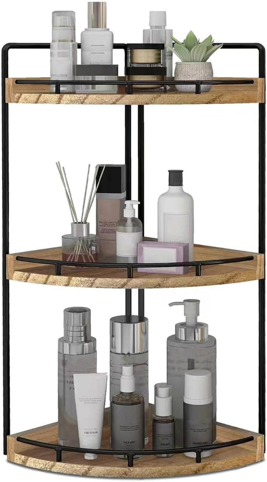 Dorhors 3-Tier Corner Bathroom Countertop Organizer, Rustic Brown