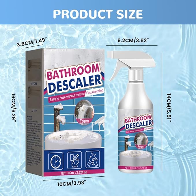 Bathroom Descaler Foam Cleaner, 2026 Upgrade Stubborn Stains Cleaner All Purpose Rinse Cleaning Foam, Multipurpose Bathrooms Cleaning Foam Spray for Kitchen Bath Shower Glass (1PC)