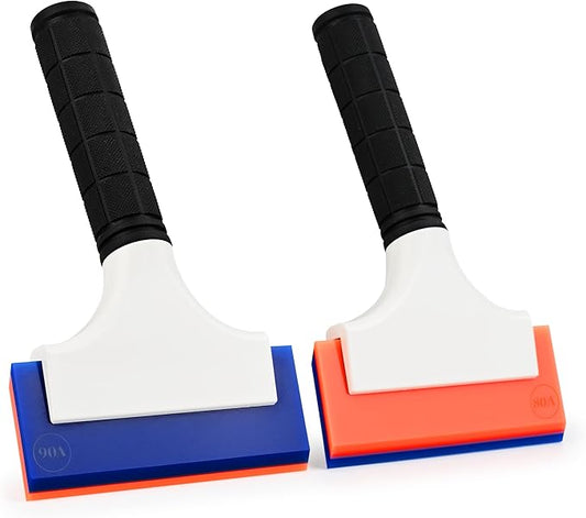 EHDIS 2PCS Double Edge Blade Small Rubber Squeegee 5-inch Handy Window Shower Squeegee Auto Water Blade for Car Windshield, Window, Mirror, Glass Door, Ice Snow Removal
