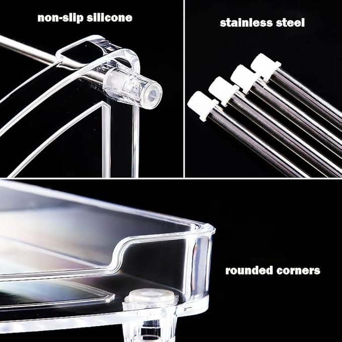 Bathroom Organizer Countertop Storage Clear 3 Tier Skincare Organizer Acrylic Corner Shelf Rack Stand for Makeup Cosmetic Perfume Vanity Tray Kitchen Living Room Supplies