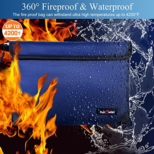 Fireproof Waterproof Money Document Bag, 11"x7.7", Blue - Image 3