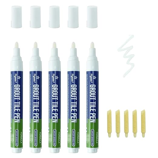 5 Pieces Pens Grout Paint Pens Repair Marker with Replaceable Nib Tips to Restore Grout Lines,Make Grout White Again (White)