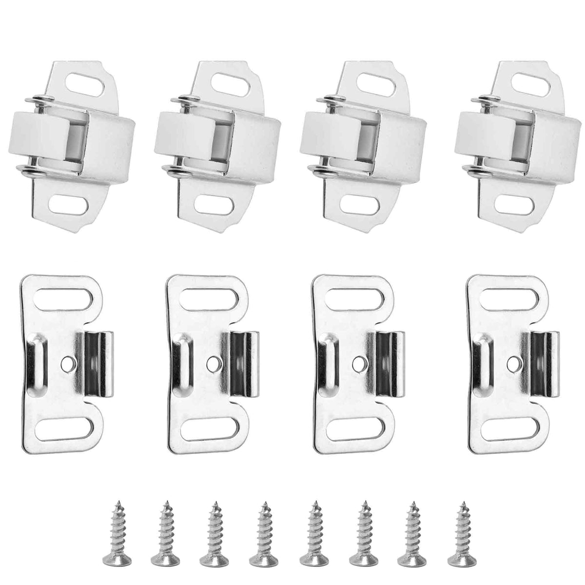 4 Sets Spring Roller Catch Latch with Screws, Roller Wheel - Image 1