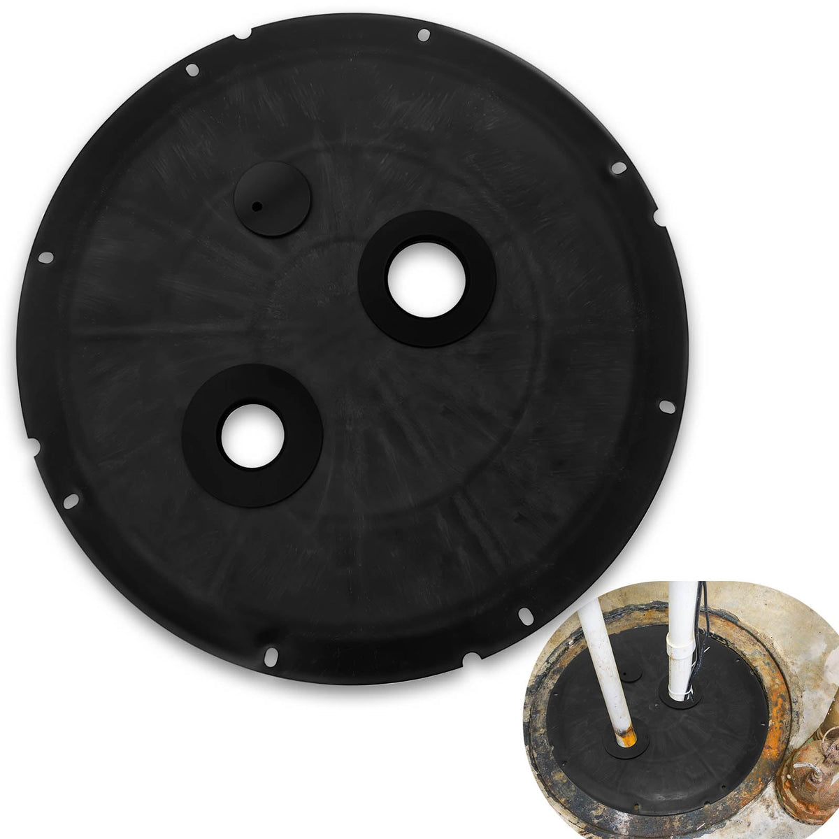 Two Round Holes Sump Pump Cover, Septic Tank Lid, 20.5 Inch - Image 1