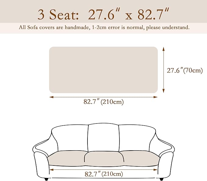 MEETSKY Couch Cover for 3 Cushion Couch Sofa, Sofa Covers for Dogs Washable, Non-Slip Sofa Protector Pet Friendly Dog Mats for Couches Soft Furniture Covers, 27.6" x 82.7", Oatmeal