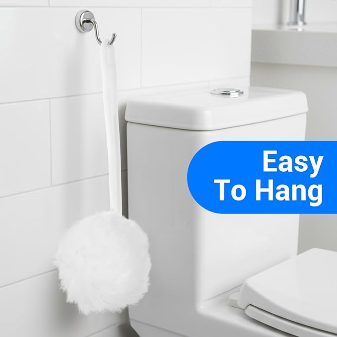 12 Pack Toilet Bowl Brushes Disposable, White Soft Toilet Bowl Brushes with Long Plastic Handle, Silk Cotton Brush for Bathroom, Toilet Bowl, Washbasin, Bathtub & Tiles, 11 x 4.3 Inch