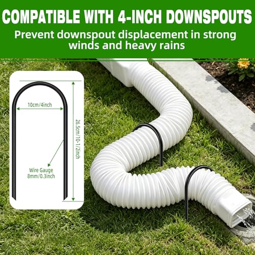 4in U-Shape Downspout Pin, Drill-Free, Wind & Rain Resistant 2pcs - Image 3