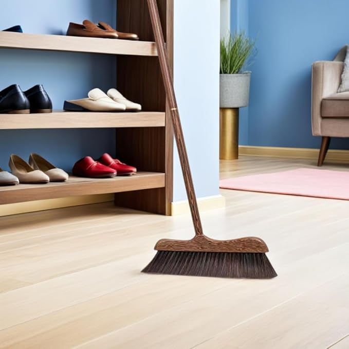 UNOMOR Handmade Soft Wood Broom - Long Handle Broom for Dust Removal, Kitchen Cleaning Sidewalk, Patio, Courtyard, Bathtub, and Floor Brush