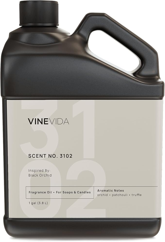 VINEVIDA Scent NO. 3102 Fragrance Oil - 1 Gallon (8lbs) - Inspired by: Black Orchid Fragrance Oil for Candle Making - Made in USA Candle Scents Scents for Soap Making