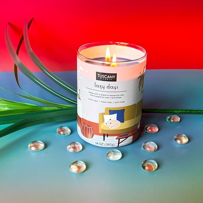 Tuscany Candle Lazy Days: Linen Scented Pet Odor Neutralizing Candle, 14 oz