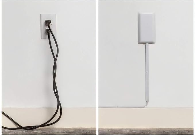 Sleek Socket Original & Patented Pet Proofing Outlet Concealer for Inverted Outlets with Protective Cord Clips, 8-Foot Flat Extension Cord with Multiple Outlets, Safeguard from Chewing Dangerous Cords