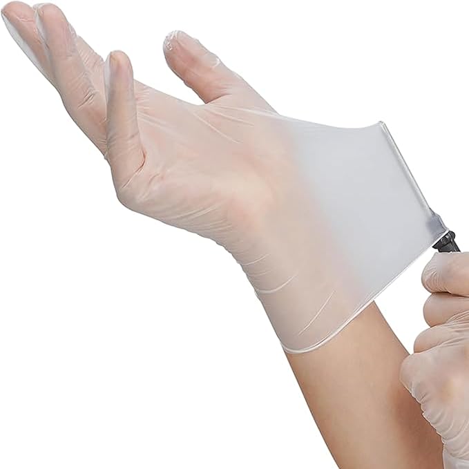 Vinyl Exam Gloves - Disposable & Powder Free Gloves for Hand Protection, Food Safe, Medical Use