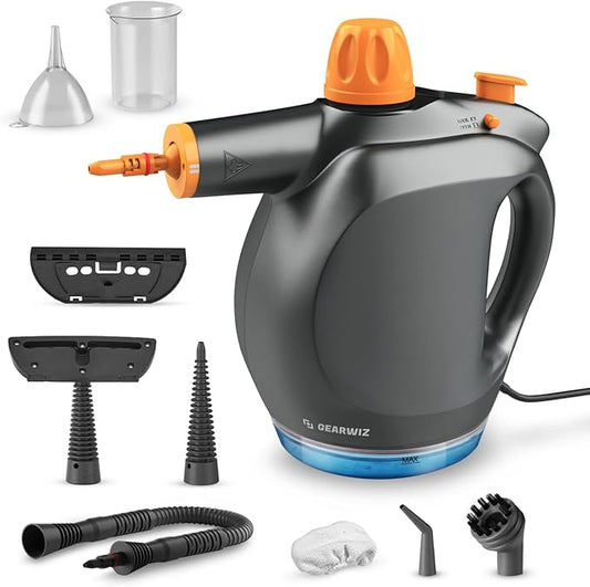 Handheld Steam Cleaner with Detergent Container – 1250W High-Pressure Multipurpose Steamer – Continuous Steam Lock, Large Tank, Safety Lock – for Home, Kitchen, Bathroom, Car Cleaning