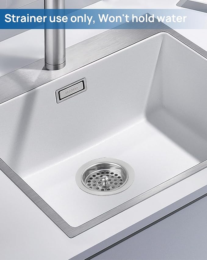 Commercial-Grade Sink Drain Strainer for 3-1/2" Drain, Shallow Basket Strainer Food Catcher, Waste Drain Lever Cover, for Kitchen Utility Industrial Sink, Larger Drain Hole, 304 Stainless Steel