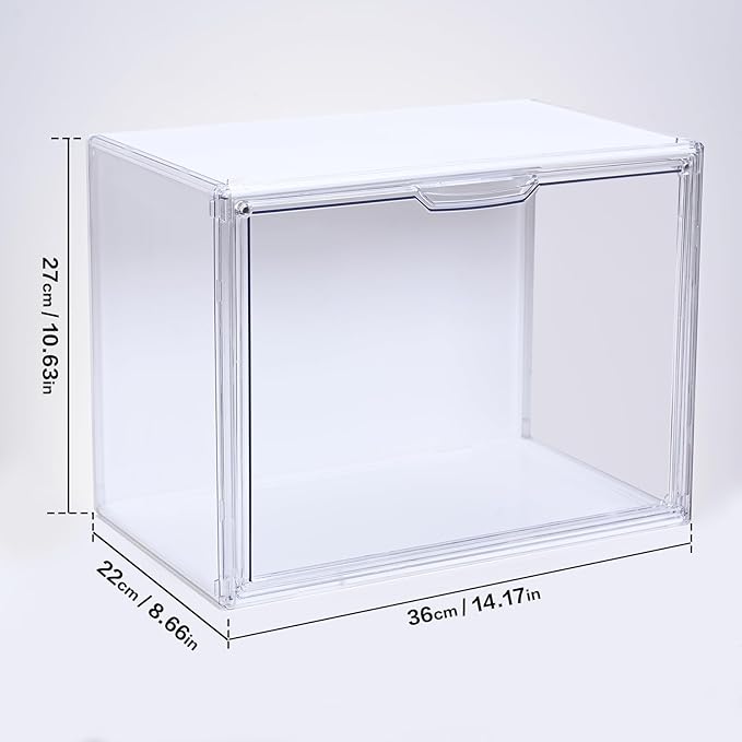 Clear Showcase with Light, Stackable Acrylic Display Case for Collectibles, Figures, Shoes, Toys & Jewelry, Dustproof Storage Box - Support Voice Control Lighting