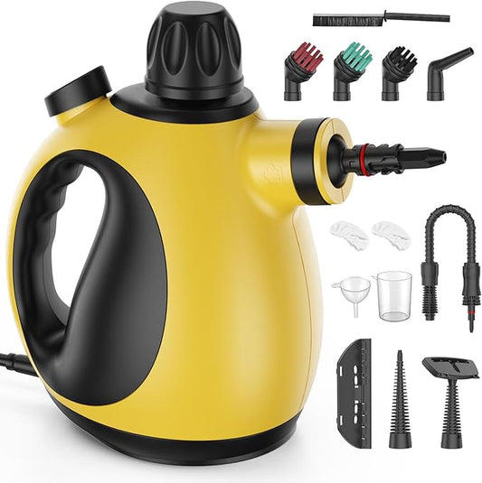 Handheld Steam Cleaner for Home - Pressurized Handheld Steamer for Cleaning with High Pressure, Chemical-Free Multi-Purpose Portable Deep Steam Cleaner for Cleaning Windows, Couch(Yellow)