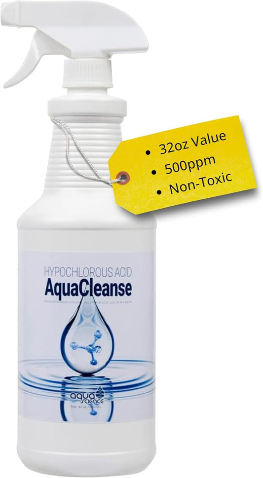 Hypochlorous Acid Spray - 500PPM 32oz Bottle For Cleaning - Dental & Medical Professionals Choice - All Natural HOCL Surface Cleaner - ULV Fogger Solution - Convenient Spray Bottle | Made In USA