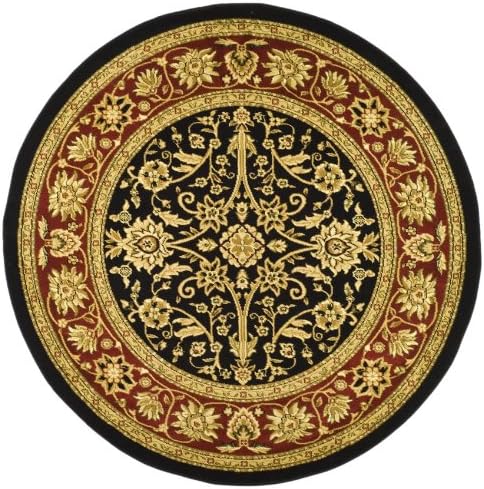 SAFAVIEH Lyndhurst Collection Area Rug - 6' Round, Black & Red, Traditional Oriental Design, Non-Shedding & Easy Care, Ideal for High Traffic Areas in Living Room, Bedroom (LNH212G)