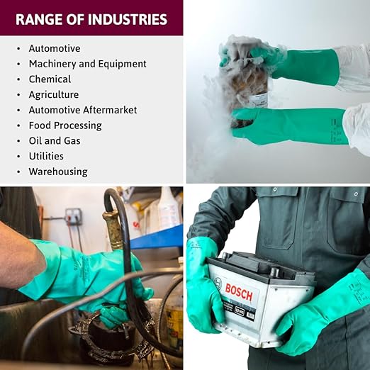 Ansell AlphaTec Solvex 37-175 Vend Pack Flocked Chemical-Resistant Gloves for Cleaning, Agriculture, Food, Oil - XXL (11), Green (144 Pairs)