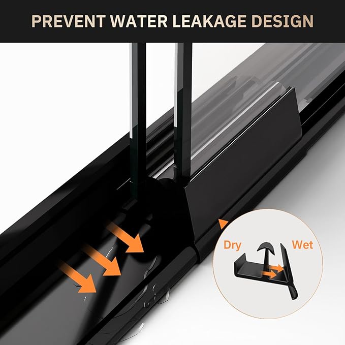 Glass Shower Door 44-48" W x 72" H Semi-Frameless Double Sliding Bathroom Shower Doors with 1/4 inch Clear Tempered Glass for Walk-in Shower, Matte Black