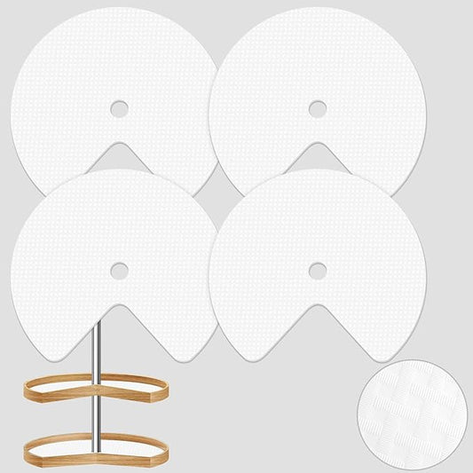 4 Pack 26In Lazy Susan Shelf Liner, Upgraded Composite Materials Circle Lazy Susan Liner for Kitchen Cabinets, Non Adhesive Liners Mats for Shelf Drawer Refrigerator Cupboard (4 Pack-White)