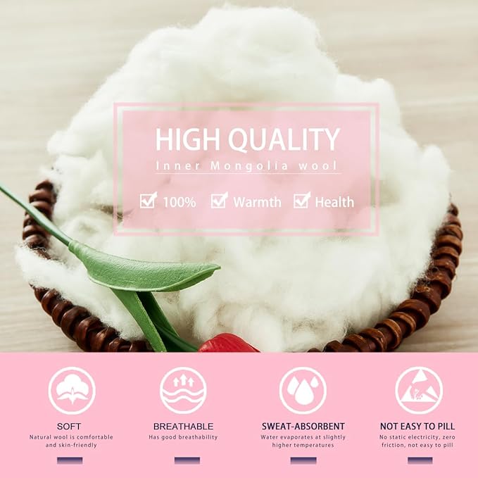 Lambs Wool Stuffing Super Clean Fine Wool for Felting Filler Roving Mercerized Wool for Crafts Needle Cushions Pillow Knitted Stuffed Toys Animals Blending and Dryer Balls, Natural White