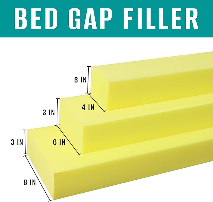 Bed Gap Filler, High Density Foam Mattress Extender for Headboard/Wall Gaps,2-Meter Extra Long Cut-to-Fit Yellow Foam Sponge Strip (78''x4''x3'')